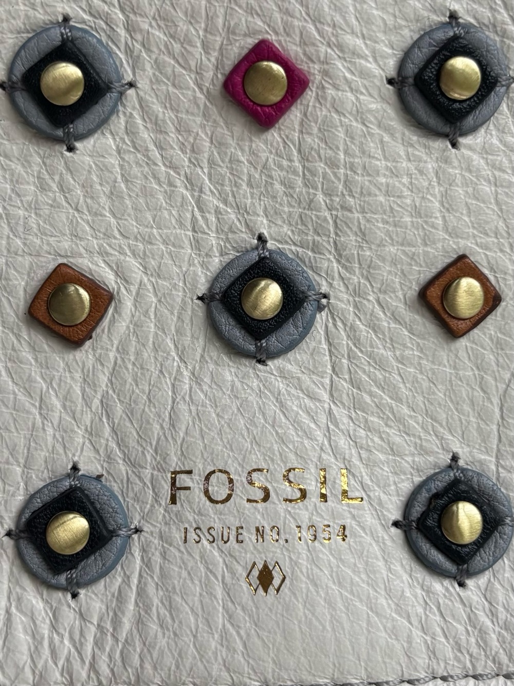 Fossil White Leather Studded Foldover Clutch - Picture 7 of 10